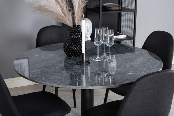 Imagine Masa rotunda de dining Estelle ø106 H75 - Negru / Scaun de dining Polar - Picioare negre - Material negru_4