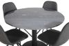 Imagine Masa de dining rotunda Estelle ø106 H75 - Negru / Scaun de dining Polar cu functie de rotatie - picioare negre - PU negru - cusaturi negre_4