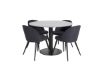 Imagine Masa de dining rotunda Estelle ø106 H75 - Negru / Scaun de dining Velvet - Picioare negre - Material negru_4