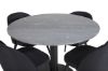 Imagine Masa de dining rotunda Estelle ø106 H75 - Negru / Scaun de dining Velvet - Picioare negre - Material negru_4