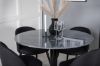 Imagine Masa de dining rotunda Estelle ø106 H75 - Negru / Scaun de dining Velvet - Picioare negre - Material negru_4