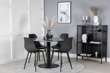 Imagine Estelle Round Dining Table ø106 H75 - Black / Black+Polar Plastic Dining Chair - Black Legs / Black Plastic_4