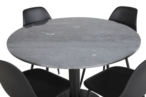 Imagine Estelle Round Dining Table ø106 H75 - Black / Black+Polar Plastic Dining Chair - Black Legs / Black Plastic_4