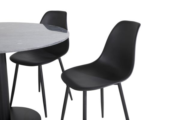 Imagine Estelle Round Dining Table ø106 H75 - Black / Black+Polar Plastic Dining Chair - Black Legs / Black Plastic_4