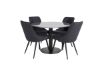 Imagine Vă rugăm să traduceți complet Tabel de dining rotund Estelle ø106 H75 - Negru / Negru + Scaune de dining Deluxe din catifea - Picioare negre - Material negru_4