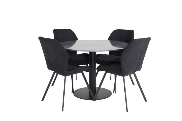 Imagine Masa de dining rotunda Estelle ø106 H75 - Negru / Negru + Scaun de dining Gemma - Picioare Negre - Material Negru_4