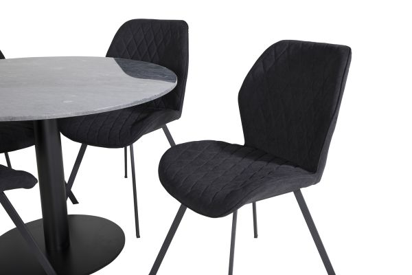 Imagine Masa de dining rotunda Estelle ø106 H75 - Negru / Negru + Scaun de dining Gemma - Picioare Negre - Material Negru_4