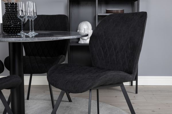 Imagine Masa de dining rotunda Estelle ø106 H75 - Negru / Negru + Scaun de dining Gemma - Picioare Negre - Material Negru_4