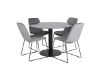 Imagine Masa de dining Estelle rotunda ø106 H75 - Negru / Scaun de dining Muce - Picioare Negre - Catifea Gri_4