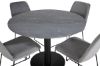 Imagine Masa de dining Estelle rotunda ø106 H75 - Negru / Scaun de dining Muce - Picioare Negre - Catifea Gri_4