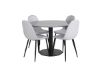 Imagine Masa de dining rotunda Estelle ø106 H75 - Negru / Scaun de dining Polar - Picioare Negre - Material Gri Deschis_4