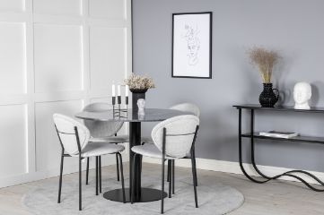 Imagine Masa de dining rotunda Estelle ø106 H75 - Negru / Negru+ Scaun de dining Vault - Picioare Negre - Material Gri_4