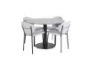 Imagine Masa de dining rotunda Estelle ø106 H75 - Negru / Negru+ Scaun de dining Vault - Picioare Negre - Material Gri_4