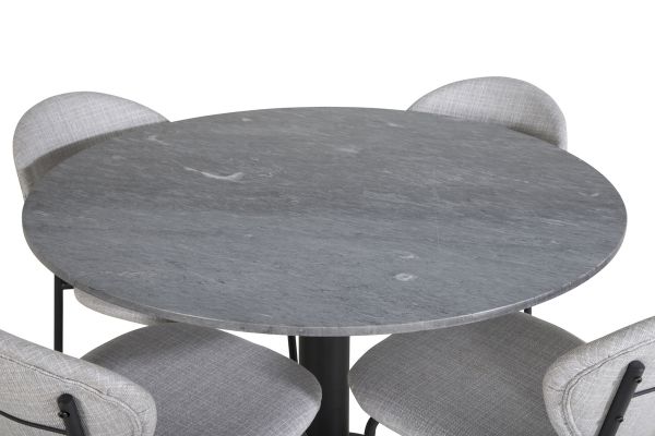 Imagine Masa de dining rotunda Estelle ø106 H75 - Negru / Negru+ Scaun de dining Vault - Picioare Negre - Material Gri_4