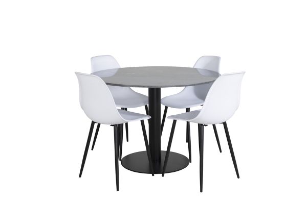 Imagine Va rugam sa traduceti complet "Estelle Round Dining Table ø106 H75 - Black / Black+Polar Plastic Dining Chair - Black Legs / White Plastic_4