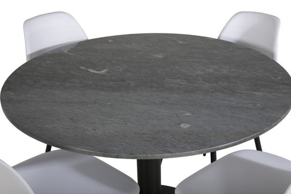 Imagine Va rugam sa traduceti complet "Estelle Round Dining Table ø106 H75 - Black / Black+Polar Plastic Dining Chair - Black Legs / White Plastic_4