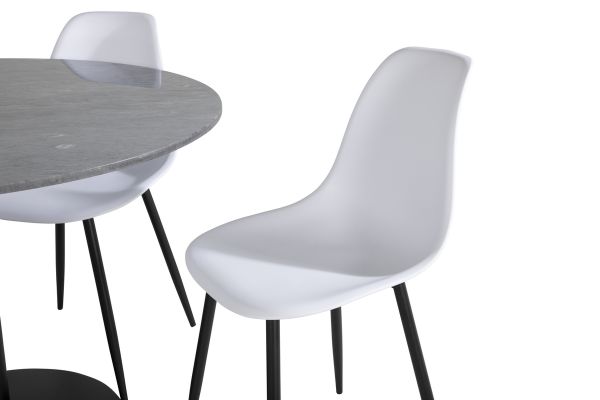 Imagine Va rugam sa traduceti complet "Estelle Round Dining Table ø106 H75 - Black / Black+Polar Plastic Dining Chair - Black Legs / White Plastic_4