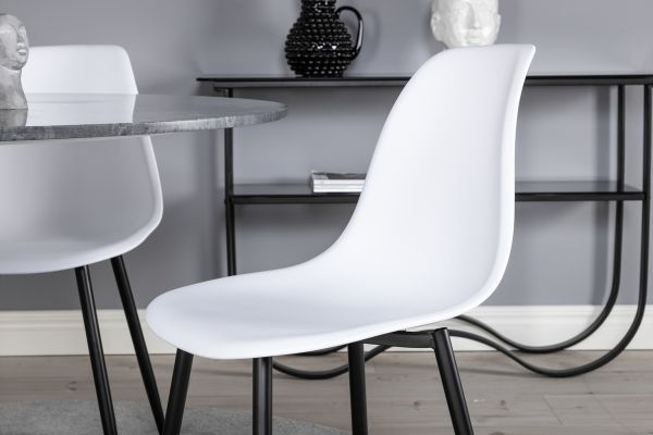 Imagine Va rugam sa traduceti complet "Estelle Round Dining Table ø106 H75 - Black / Black+Polar Plastic Dining Chair - Black Legs / White Plastic_4