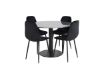 Imagine Va rugam sa traduceti complet: Masa de dining rotunda Estelle ø106 H75 - Negru / Negru+Scaun de dining Polar Diamond - Picioare Negre - Catifea Neagra_4