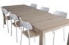 Imagine Tabel extensibil Slider - Alb Spălat - 170+40+40cm + Scaun de dining Polly - Alb / Natură