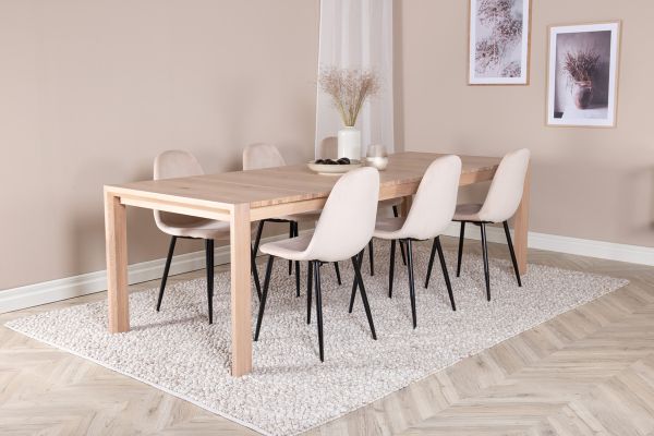 Imagine Slider Extention Table - White Wash - 170+40+40cm +Polar Dining Chair- Black le