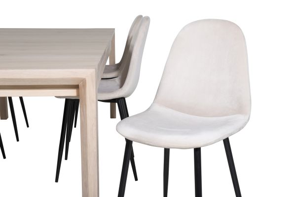 Imagine Slider Extention Table - White Wash - 170+40+40cm +Polar Dining Chair- Black le