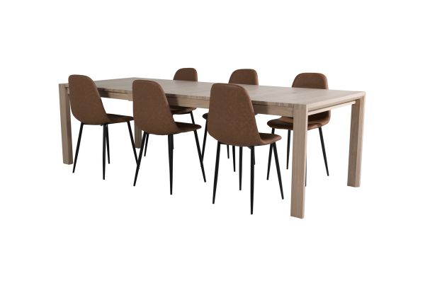 Imagine Slider Extention Table - White Wash - 170+40+40cm +Polar Dining Chair - Brown /