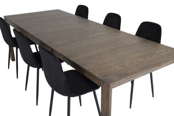 Imagine Slider Extention Table - Smoked Oak - 170+40+40cm +Polar Diamond Dining Chair -