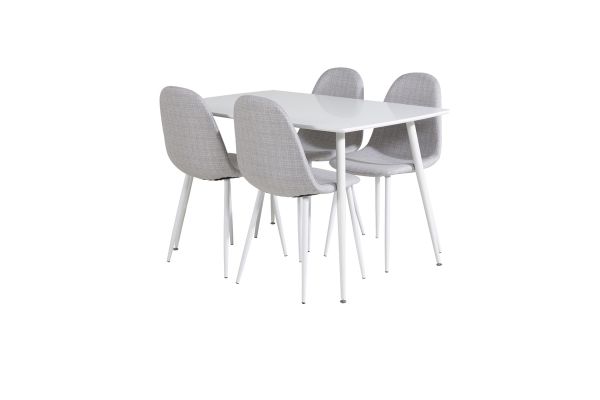 Imagine Masa de dining Polar 120 cm - Alb Alb + Scaun de dining Polar - Picioare albe - Lumină