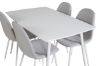 Imagine Masa de dining Polar 120 cm - Alb Alb + Scaun de dining Polar - Picioare albe - Lumină