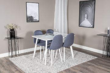 Imagine Masa de dining Polar de 120 cm - Alb Alb + Scaun de dining Polar - Picioare albastre