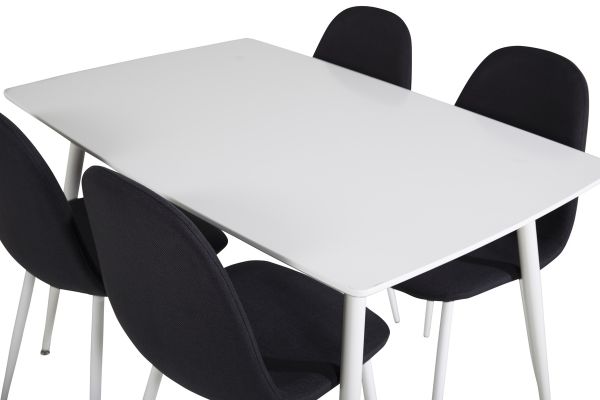 Imagine Masa de dining Polar de 120 cm - alb alb+ Scaun de dining Polar - Picioare negre - alb