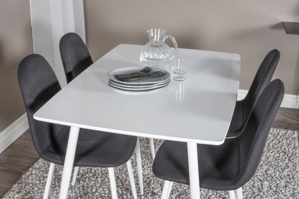 Imagine Masa de dining Polar de 120 cm - alb alb+ Scaun de dining Polar - Picioare negre - alb