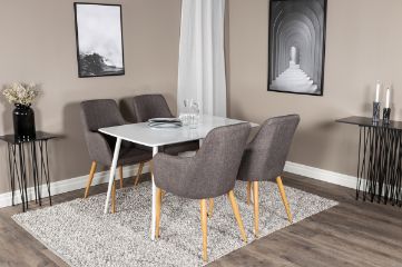 Imagine Masa de dining Polar 120 cm - Alb Alb + Scaun de dining Comfort - Stejar/Gri inchis _4