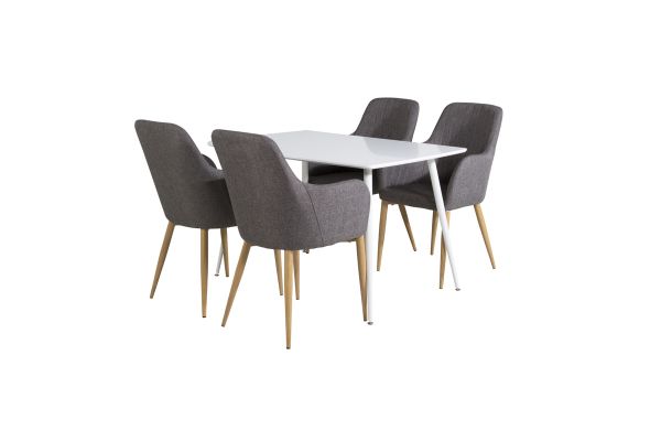 Imagine Masa de dining Polar 120 cm - Alb Alb + Scaun de dining Comfort - Stejar/Gri inchis _4