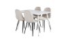 Imagine Masa de dining Polar de 120 cm - Alb Alb + Scaun de dining Polar- Picioare Negre / Bej