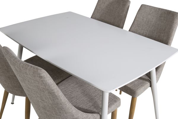 Imagine Masa de dining Polar 120 cm - Alb Alb + Scaun de dining Leone - Stejar/Gri deschis _4