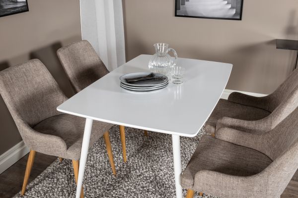 Imagine Polar Dining table 120 cm - White White +Plaza - Dining Chair - Oak/Light Grey _4