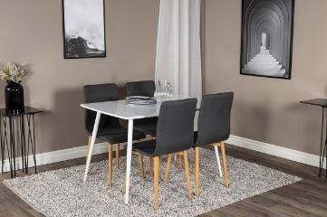 Imagine Masa de dining Polar de 120 cm - Alb + 4 scaune de dining Windu - Ek-Look / Gri închis