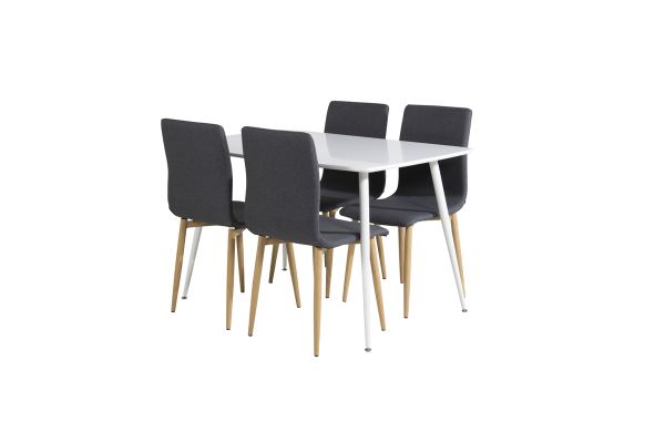 Imagine Masa de dining Polar de 120 cm - Alb + 4 scaune de dining Windu - Ek-Look / Gri închis