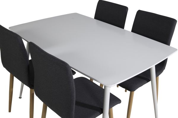 Imagine Masa de dining Polar de 120 cm - Alb + 4 scaune de dining Windu - Ek-Look / Gri închis