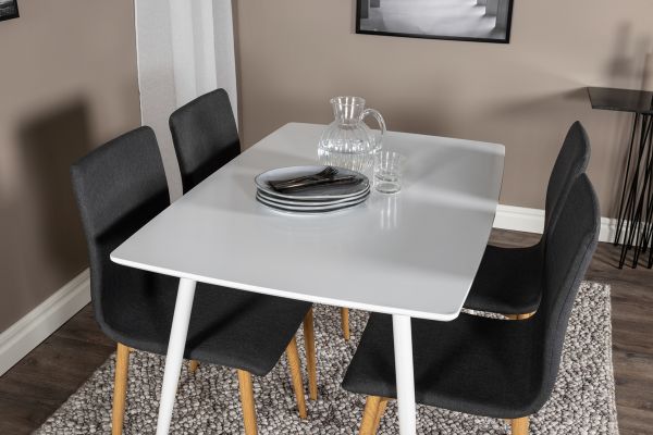 Imagine Masa de dining Polar de 120 cm - Alb + 4 scaune de dining Windu - Ek-Look / Gri închis