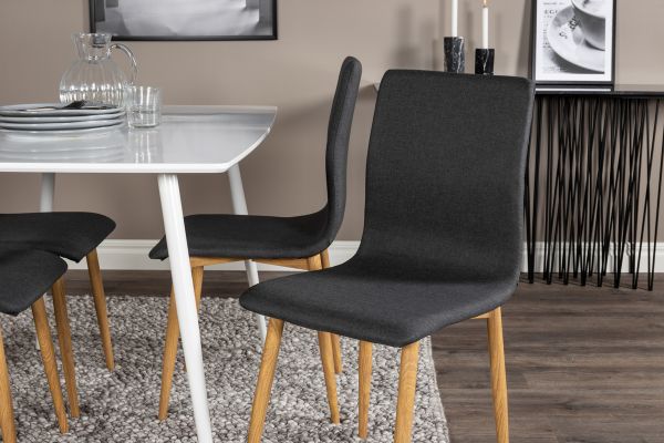 Imagine Masa de dining Polar de 120 cm - Alb + 4 scaune de dining Windu - Ek-Look / Gri închis