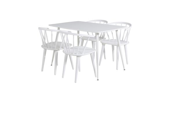 Imagine Masa de dining Polar 120 cm - Alb Alb + Scaun de dining Bobby Windsor - Alb