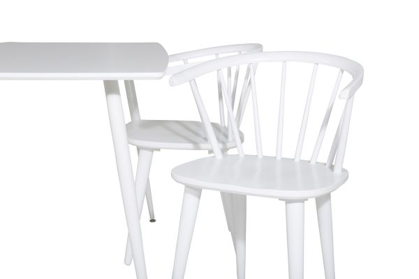 Imagine Masa de dining Polar 120 cm - Alb Alb + Scaun de dining Bobby Windsor - Alb