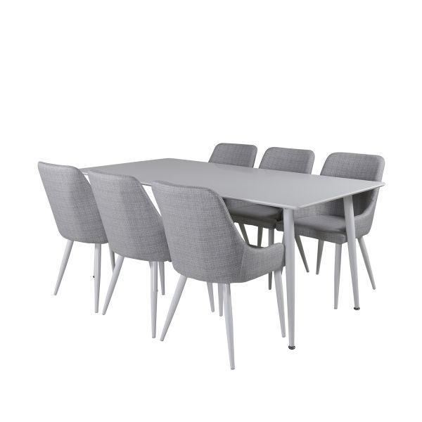 Imagine Masa de dining Polar de 180 cm - blat alb / picioare albe + scaun de dining Plaza - alb