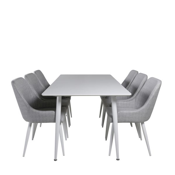 Imagine Masa de dining Polar de 180 cm - blat alb / picioare albe + scaun de dining Plaza - alb