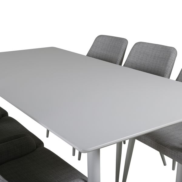 Imagine Masa de dining Polar de 180 cm - blat alb / picioare albe + scaun de dining Plaza - alb