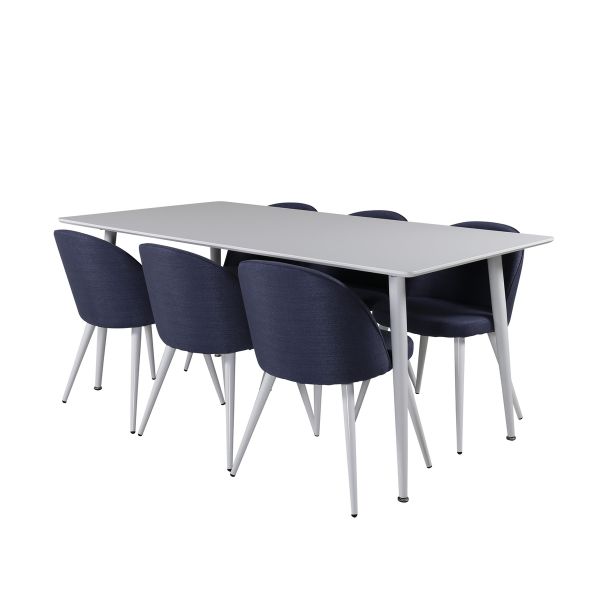 Imagine Polar Dining table 180 cm - White top / White Legs+Velvet Dining Chiar - White