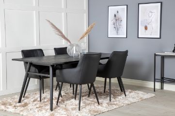 Imagine Masa extensibila Sleek negru periat - 190*95 + Comfort - Scaun de dining - Stejar/Negru _4